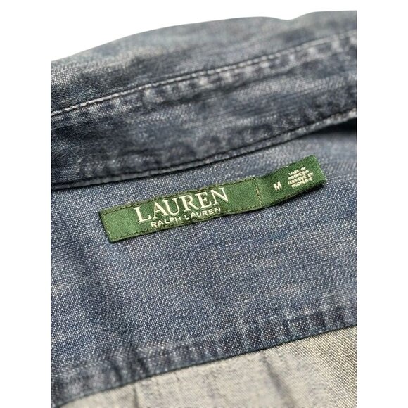 Lauren Ralph Lauren Womens Medium Denim Button-Down Shirt With Front Pockets & L - Picture 5 of 7